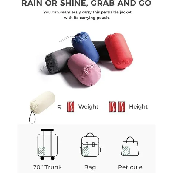 Women's Light Beige Short Down Hooded Puffer Jacket Coat Fabric Packable Ultra